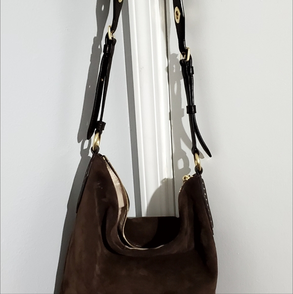 Michael Kors Dark Brown Suede Leather Bag - Picture 2 of 5